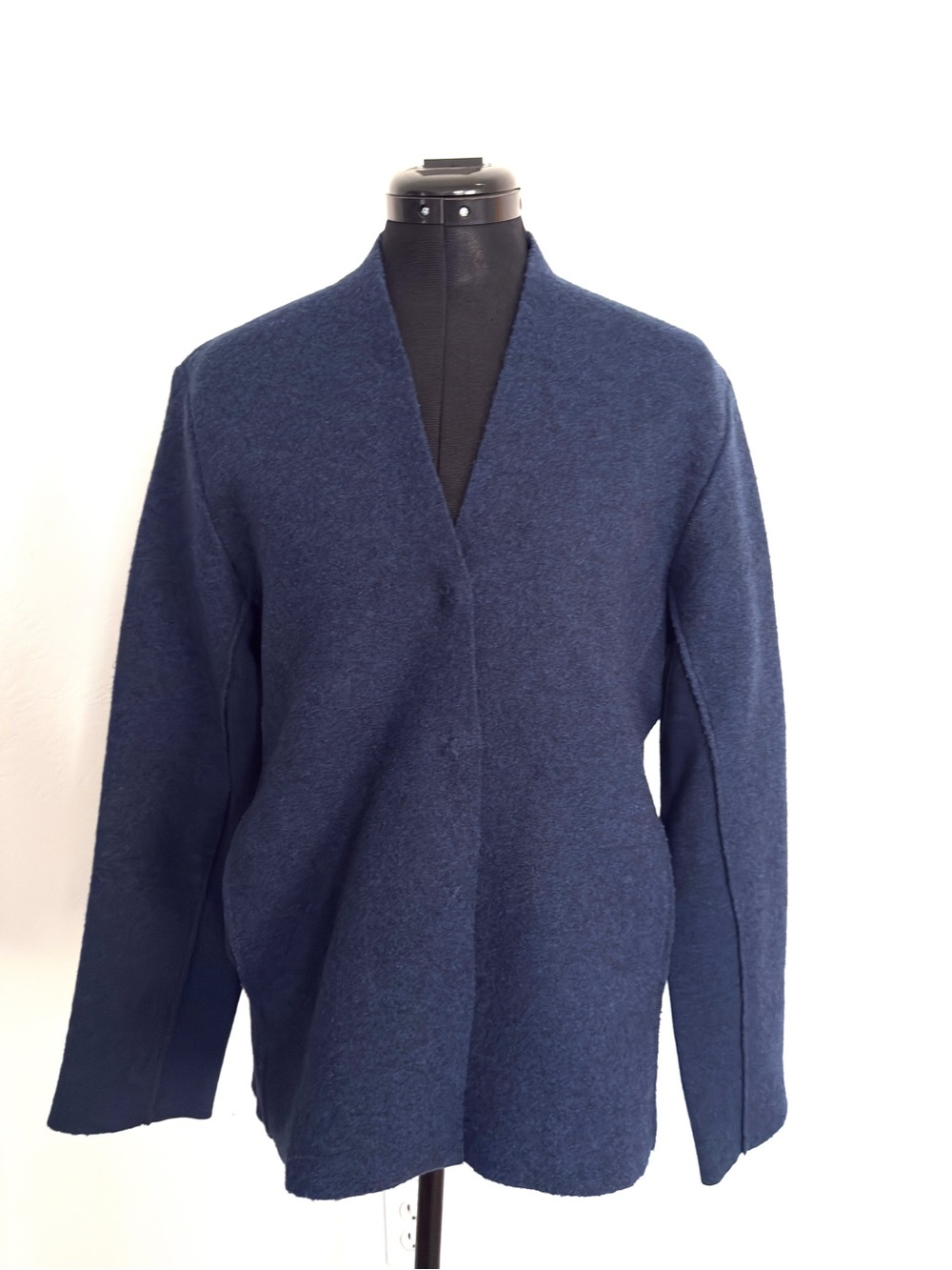 Eileen Fisher 100% Wool Snap Front Jacket – Navy Blue – Size Small - Picture 2 of 9